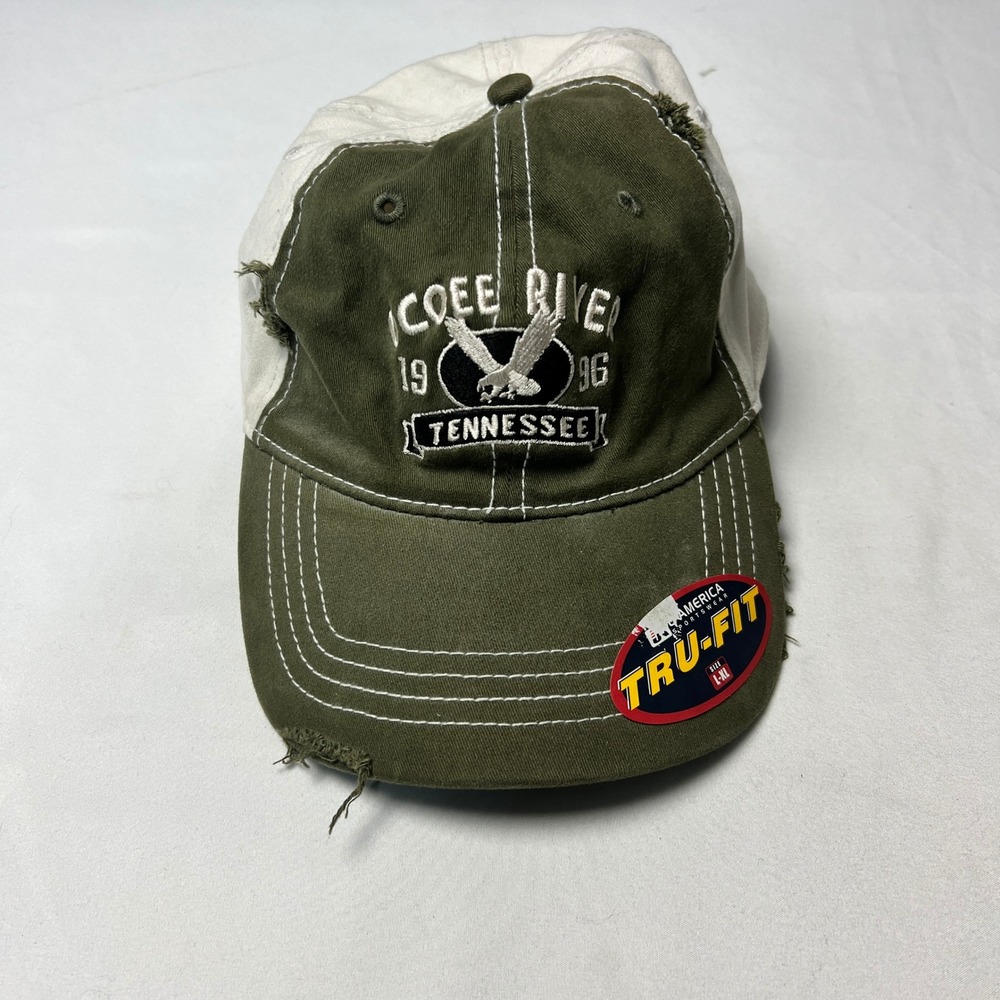 J America Ocoee River Tennessee Hat‎ Distressed Baseball Cap L-XL